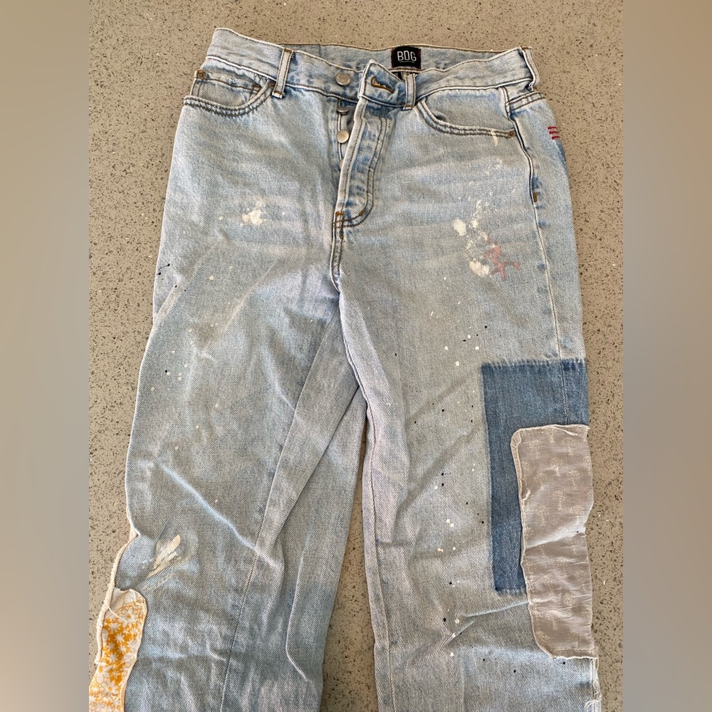 Urban Outfitters High-Rise Slim Straight Jeans with Patches